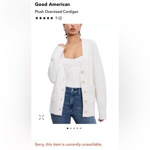 NWT Good American White Plush Oversized Cardigan Size L/XL